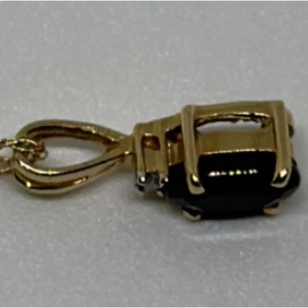 14k Gold, Onyx, Diamond Pendant & 14k Gold 16” Necklace - Picture 10 of 10